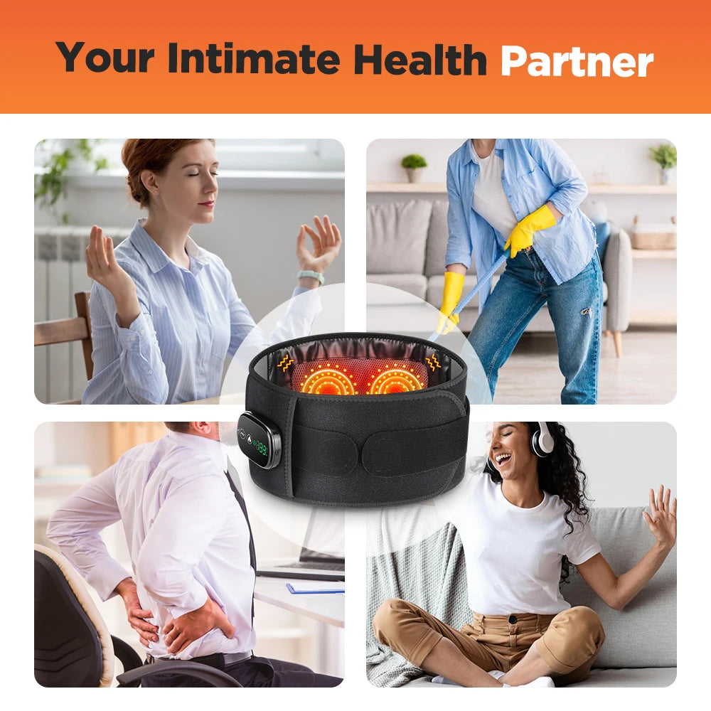 Heating Vibration Massager Belt, Red Light Hot Compress, Waist Support Brace with Massage,