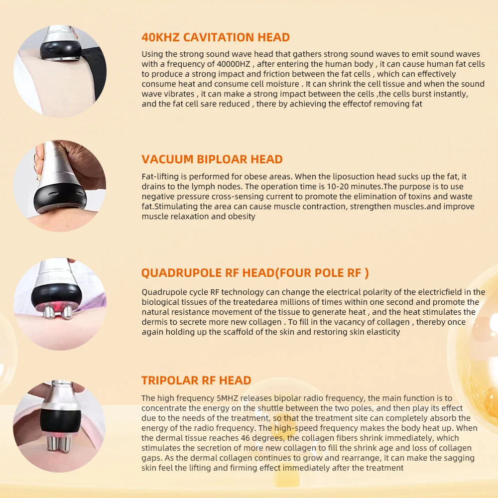 Cavitation Machine, 40k Ultrasonic, Shape Vacuum, Frequency Liposuction, Weight Loss, tightening and slimming device
