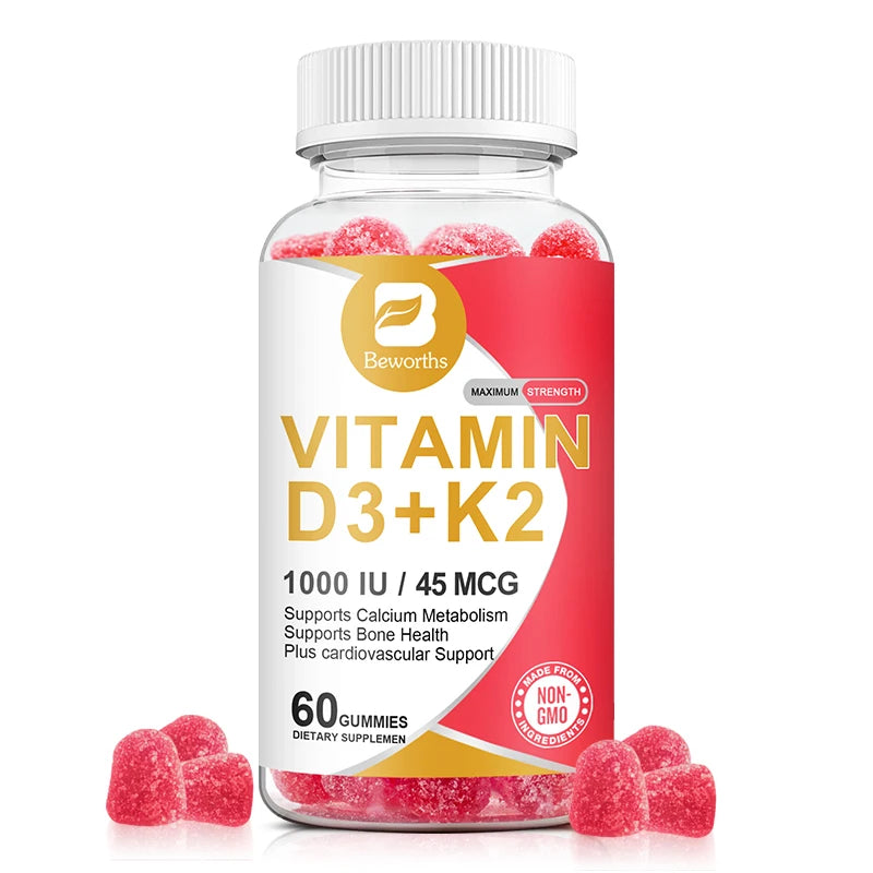 D3+K2 Gummies, 1000 IU Vitamin, for Bone Health Promotes Healthy Muscle Function