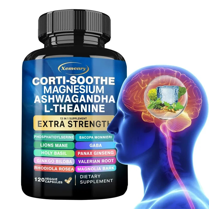 Corti-Soothe, Magnesium, Ashwagandha, and L-Theanine Supplement - Supports Adrenal Health, Regulates Cortisol, Promotes Relaxation, Increases Energy Levels
