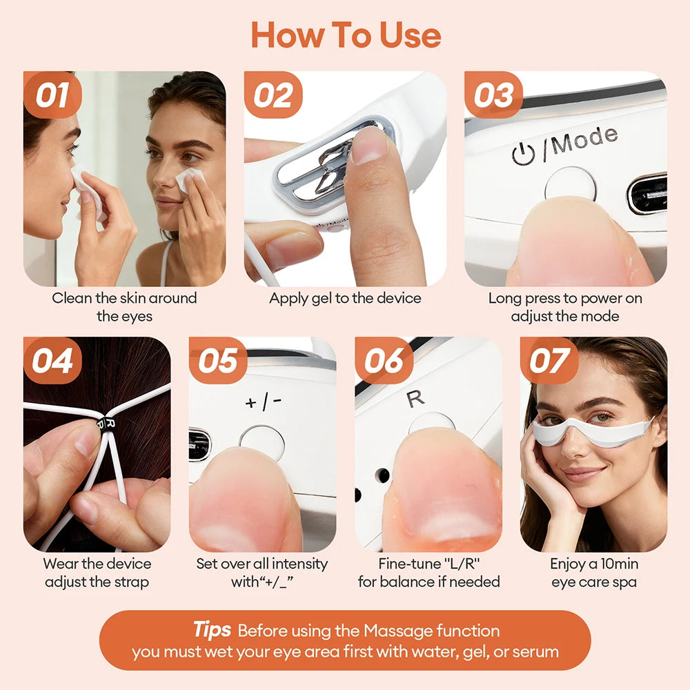 3D Eyes Relax Massager, Red Light, Fine Line Relax Massager for Dark Circles