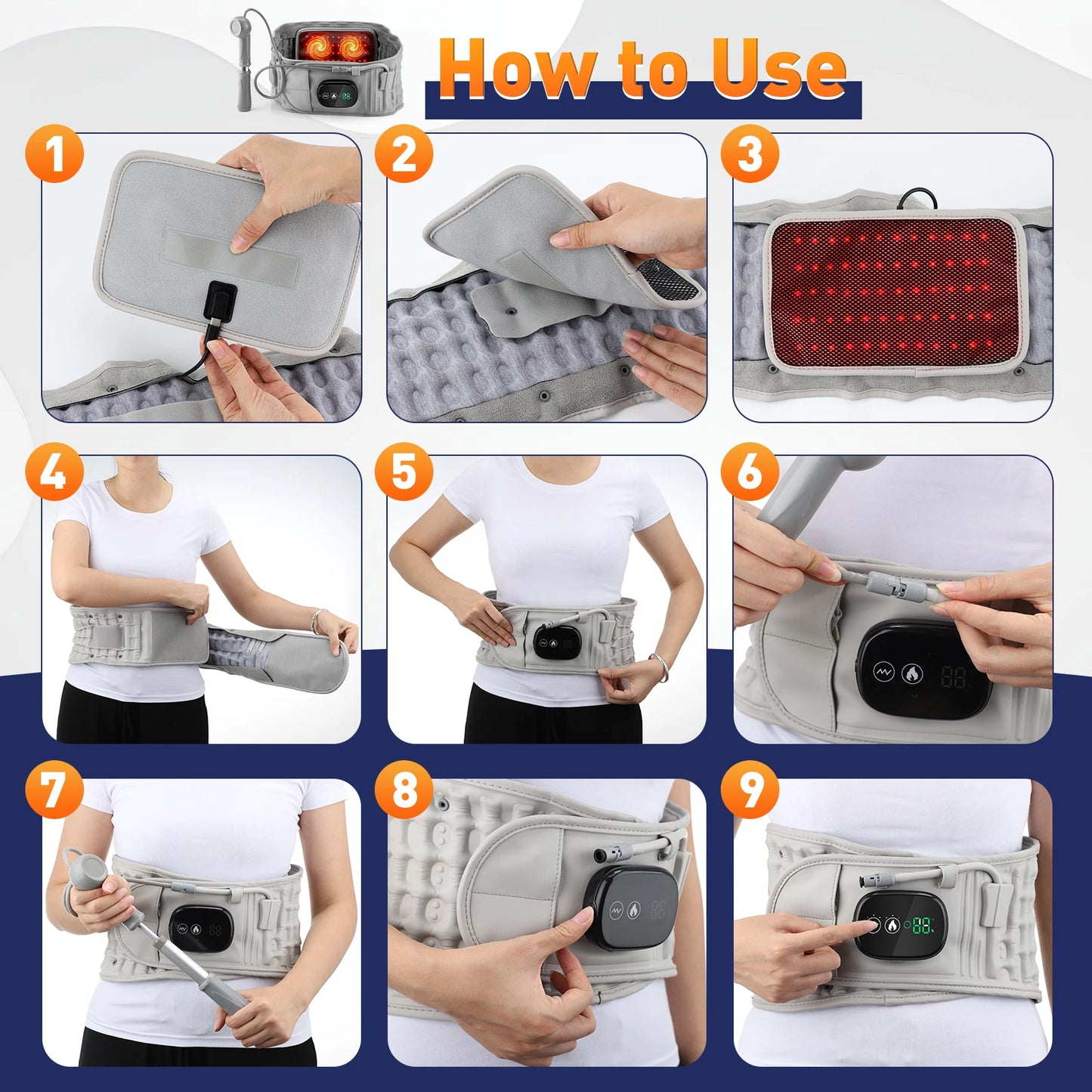 Infrared Heating Waist Massager, Electric Belt Vibration,