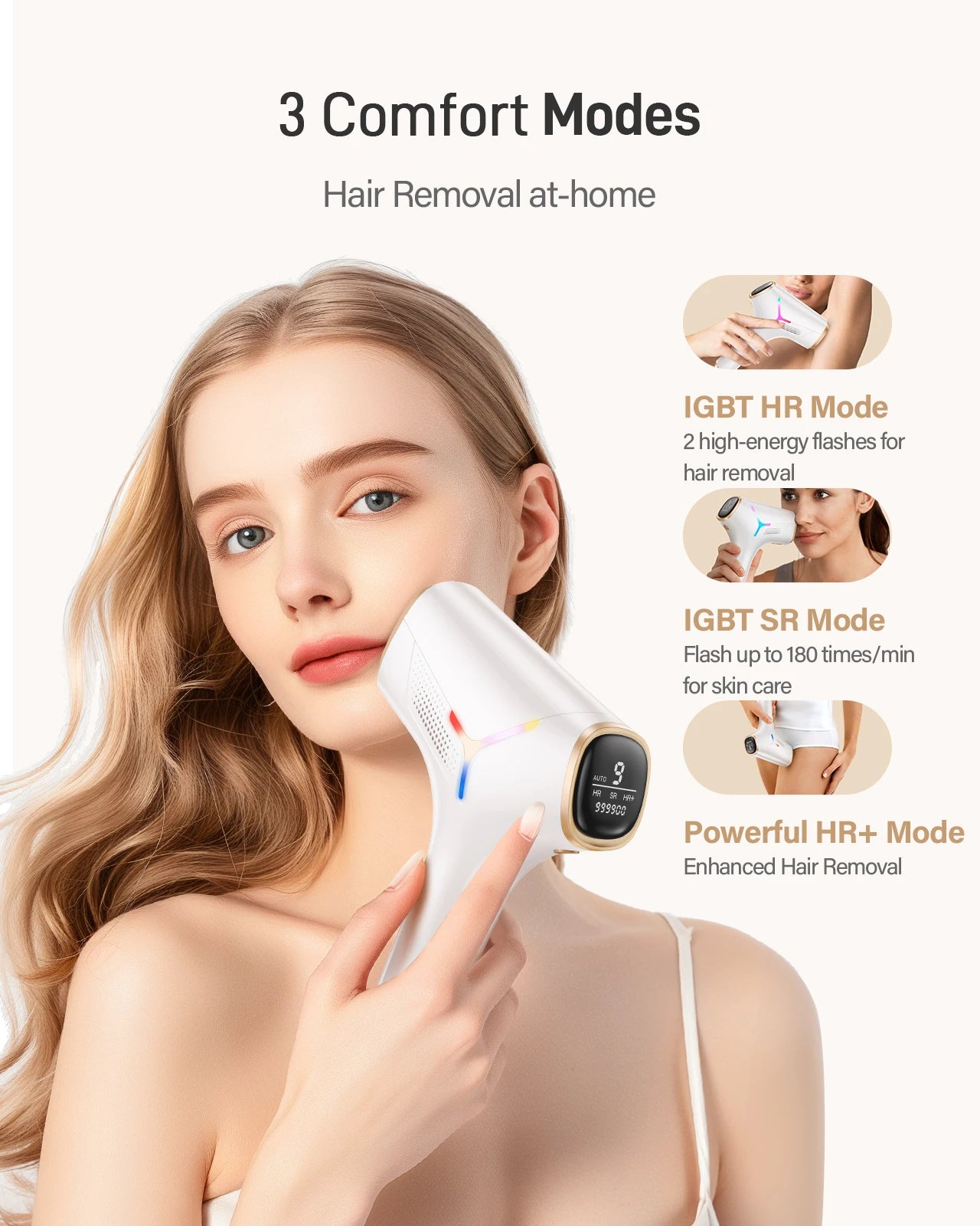990000 Flashes Laser Hair Removal, UNISEX, Hair Removal, Body, Bikini, and Facial Areas, Painless, Permanent Hair Removal