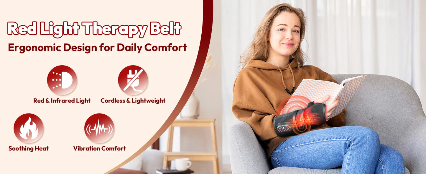 Wrist Red Light Therapy Wrap with Heat & Vibration, 660nm/850nm