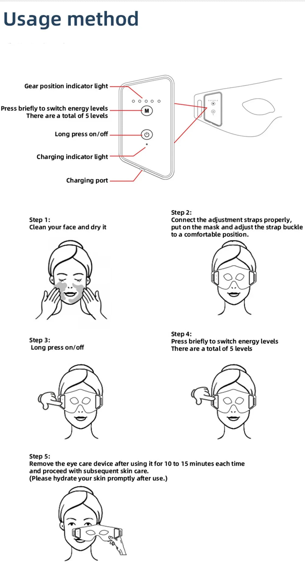 Eye Mask, Eye Bags Remover, Infrared Red Light Therapy