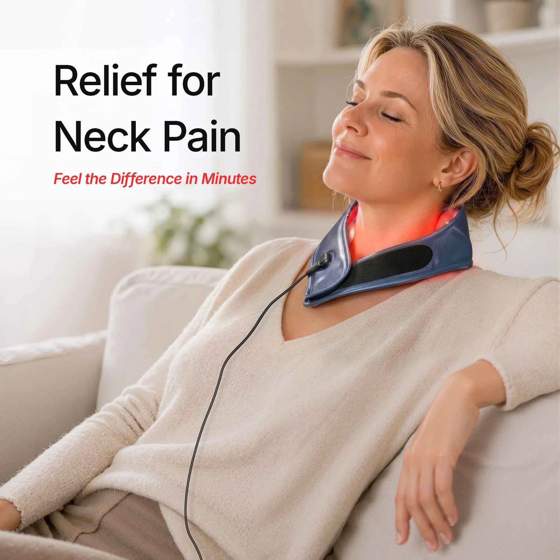 Portable Neck Pain Relief Device – 147 LED Red & Near-Infrared Light , 10Hz/40Hz Pulse Technology, 3000m Ah Battery
