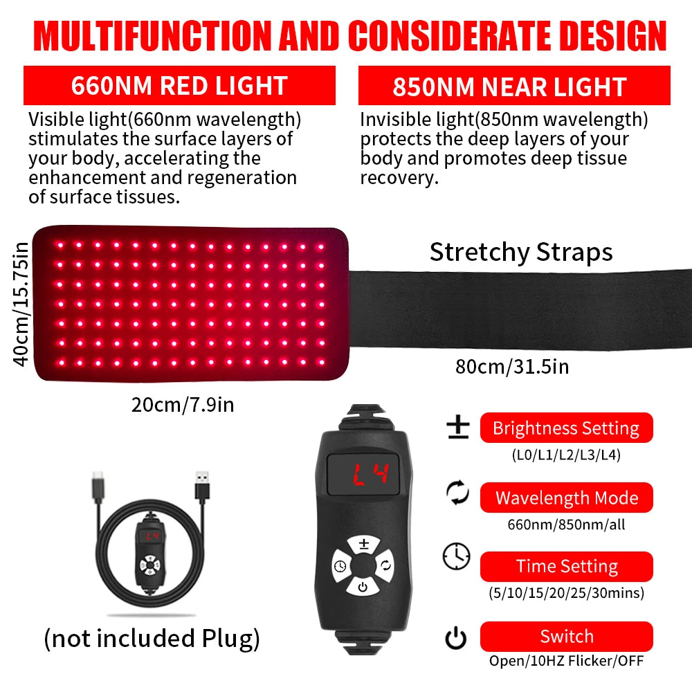 Red Light Therapy Pad, for Waist, Leg, Arm, Knee, and foot Pain Relief 660nm 850nm