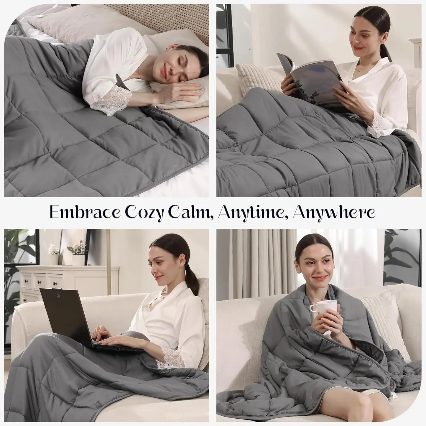 Weighted Blanket, 15lbs Twin Size, Soft Cooling Heavy Blanket for Sleeping