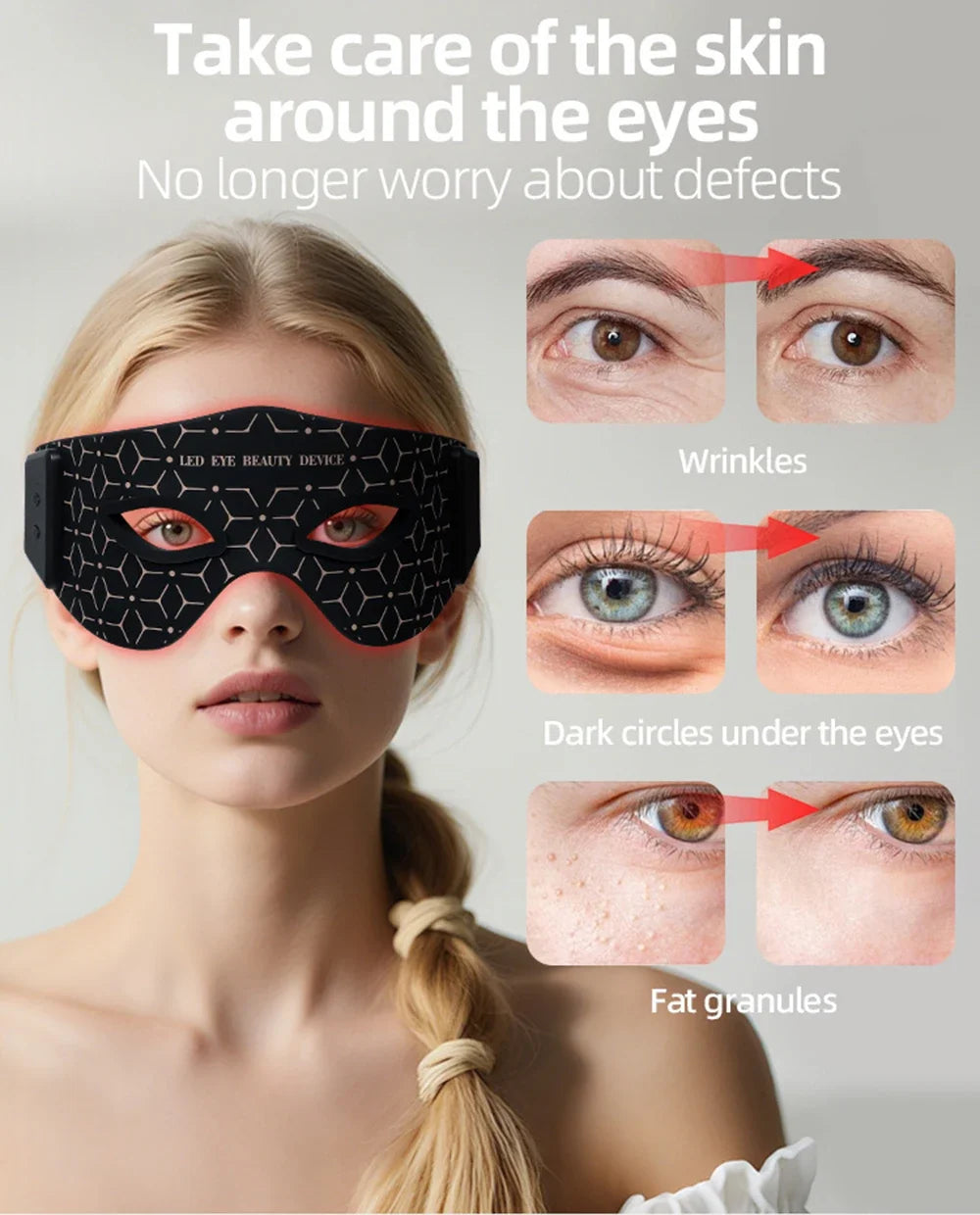 Eye Mask, Eye Bags Remover, Infrared Red Light Therapy