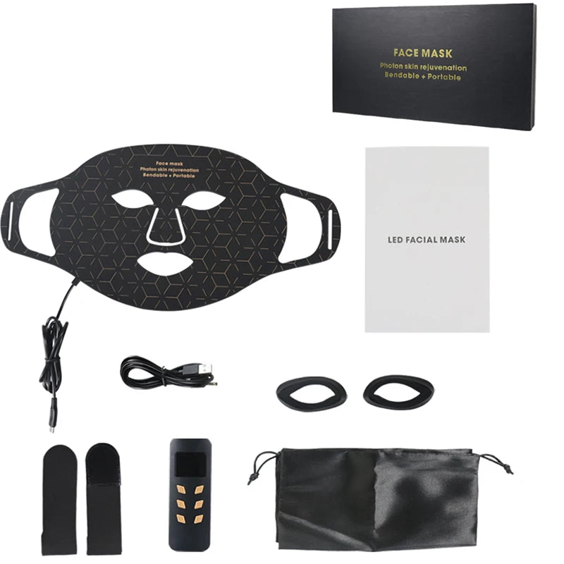 4 Modes Portable Led Face Mask, Light Therapy for Anti-Aging Wrinkles, Skin Rejuvenation,