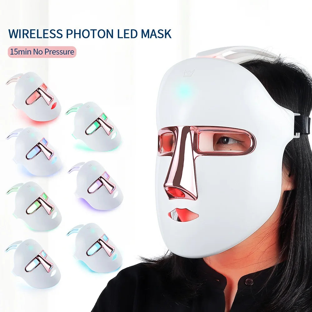 Face Beauty Mask 7 Colors , Light LED Mask , Photon Red Light, Facial Skin Care Repair, Skin Anti Aging, Wrinkle Skin Tightening