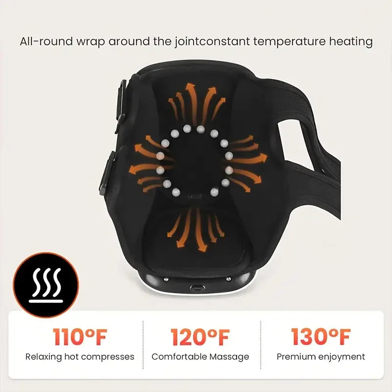 Cordless Knee Massager, with Heat and Vibration, Portable Knee Massager, with Large LED Screen, Adjustable Temperature