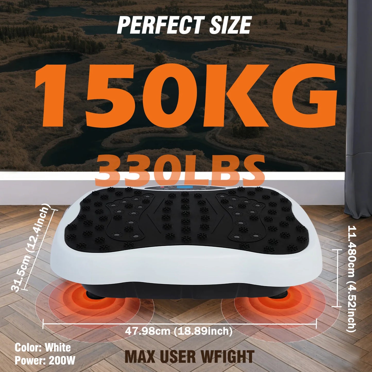 Full-Body Vibration Plate, Exercise Equipment Workout 330lbs, with Resistance Bands Remote Control
