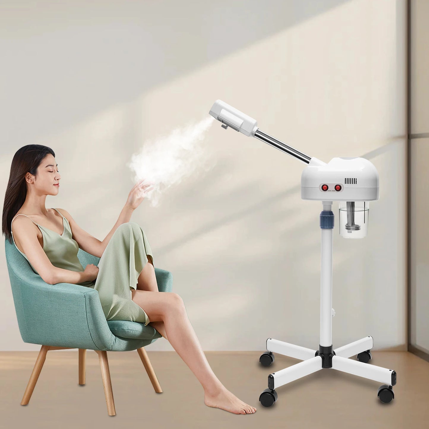 Facial Steamer, Height Adjustable Sprayer, 360° Rotatable, Movable Skin Care Equipment