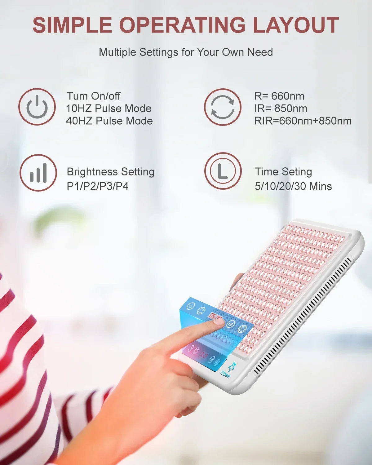 Red Light Panel Device, 660nm850nm, Lamp for Anti-Aging Pain Relief