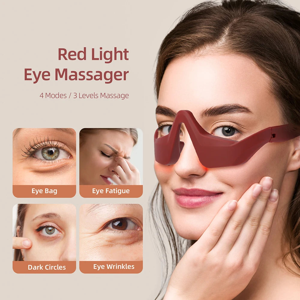 Red Eye Massager, Under-Eye Glasses, Massager Relieves Eye Fatigue