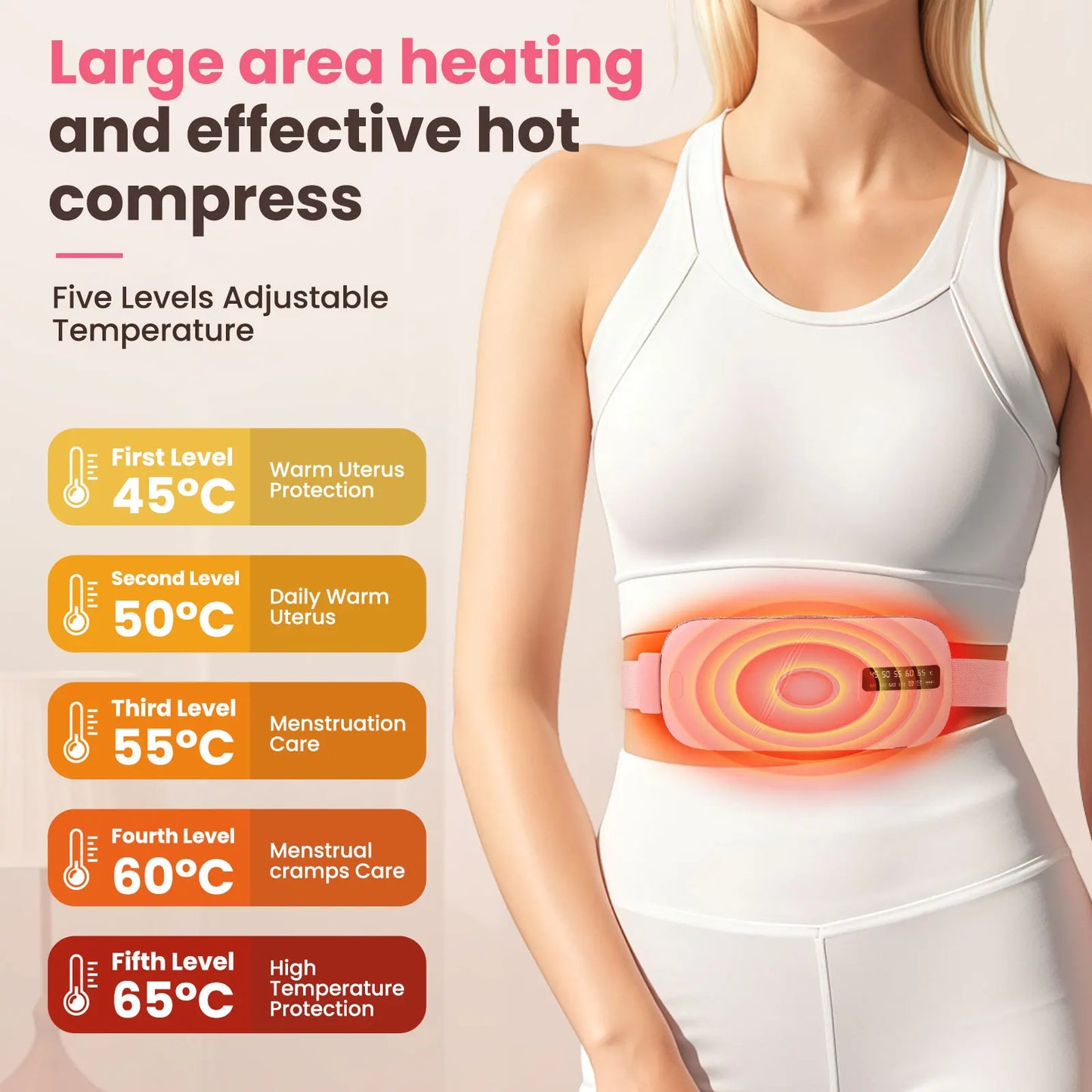 5 Modes, Electric Belt, Heating Vibration, Waist Massage, Balance Women Menstrual, Heating Pad for for Cramps Period Relief