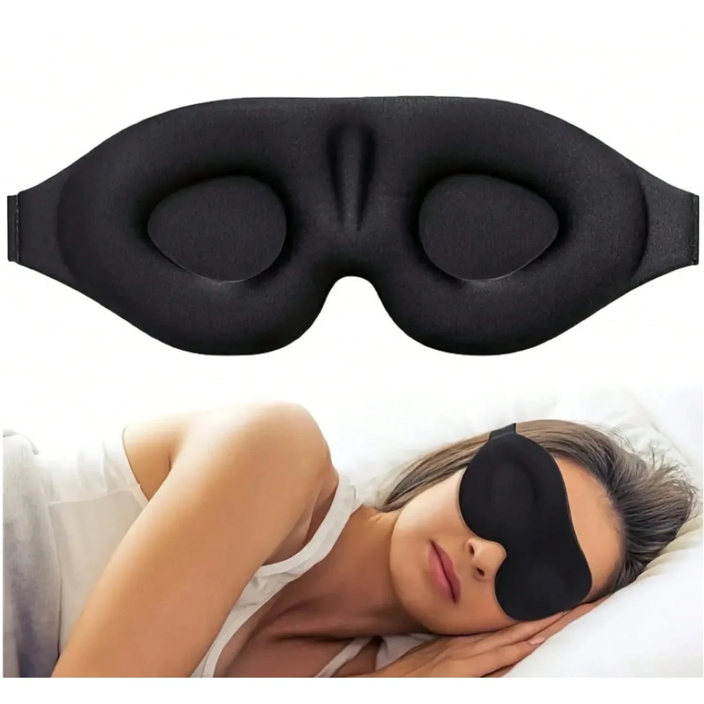 3D foam eye mask, unisex, simple light-blocking, with a nose pad, suitable for sleep, relieving eye fatigue.