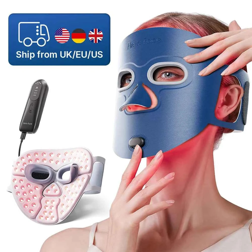 Face Beauty LED Mask, Wrinkle Reduction, Blue Light Acne Treatment, 3000m Ah Rechargeable Skin Care Device