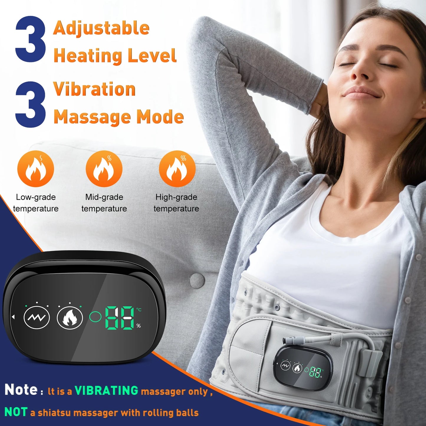 Infrared Heating Waist Massager, Electric Belt Vibration,