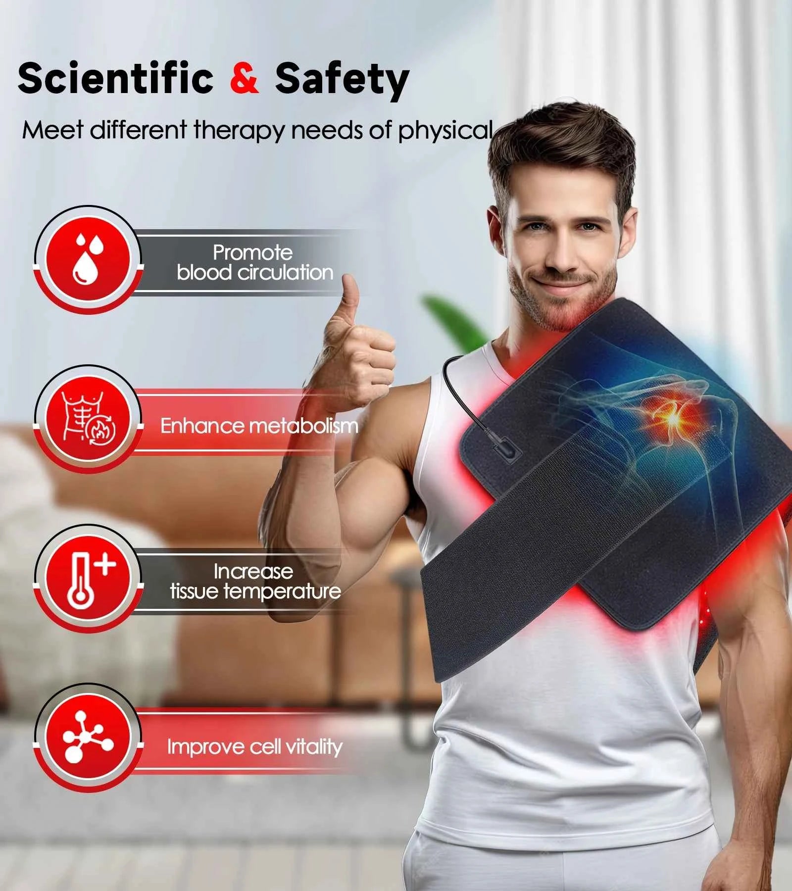 Updated! Red Light Therapy Heating Pad, Cushion Mat, Waist, Back, Shoulder, Muscle Pain Relief Relax Infrared Light