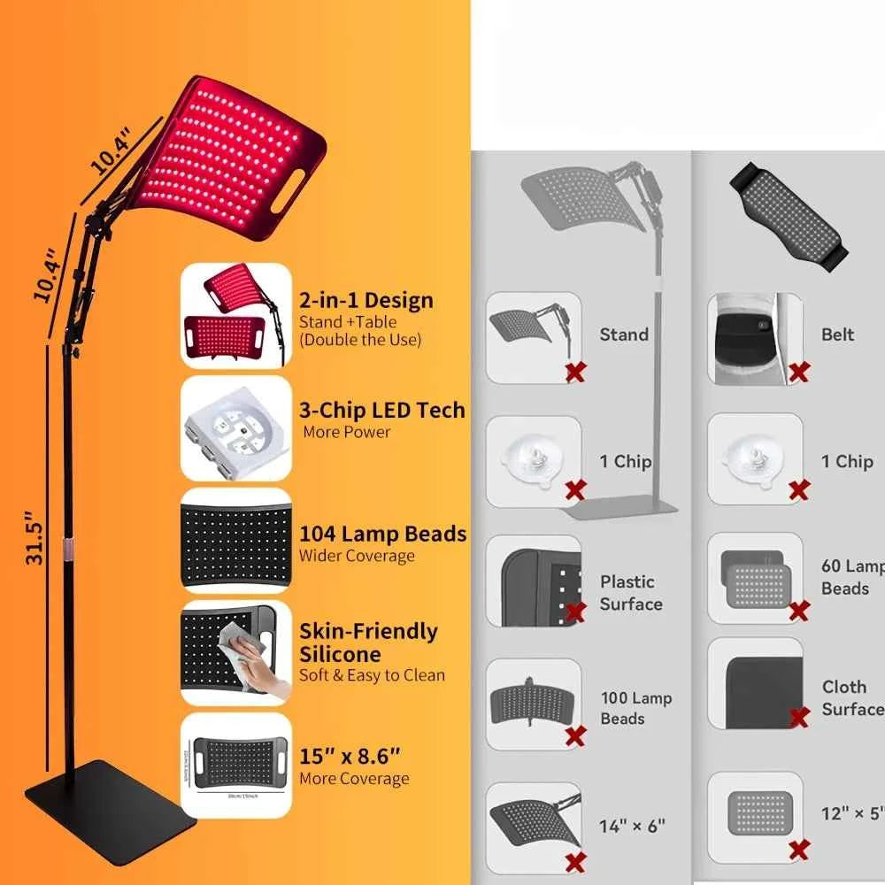 Red Light Relax for Face and Body, Lamp with Stand LED 660nm & 850nm Infrared Light Device for Body