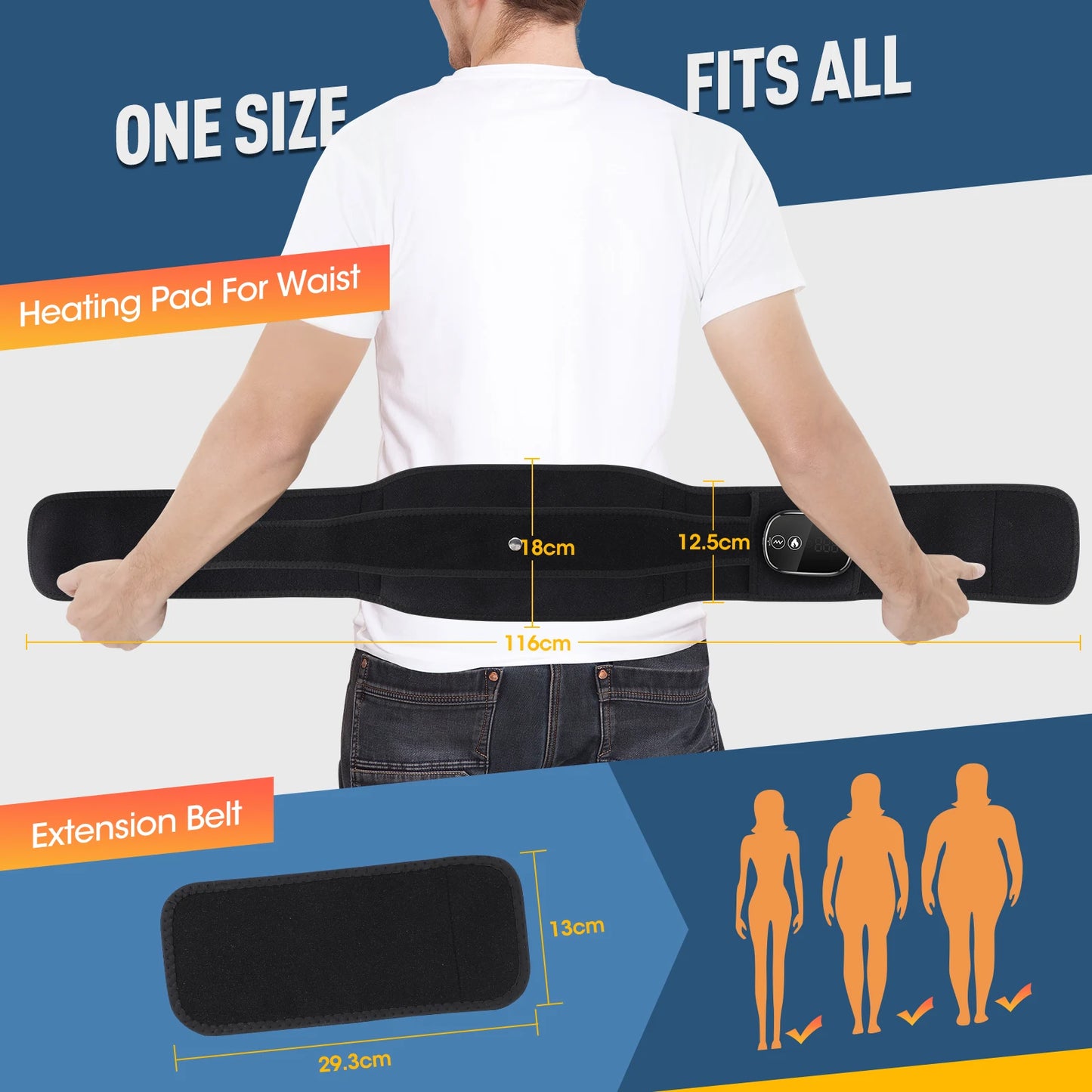 Decompression Lumbar Support, Heated, Belt Red Light, Backache Vibration Massager
