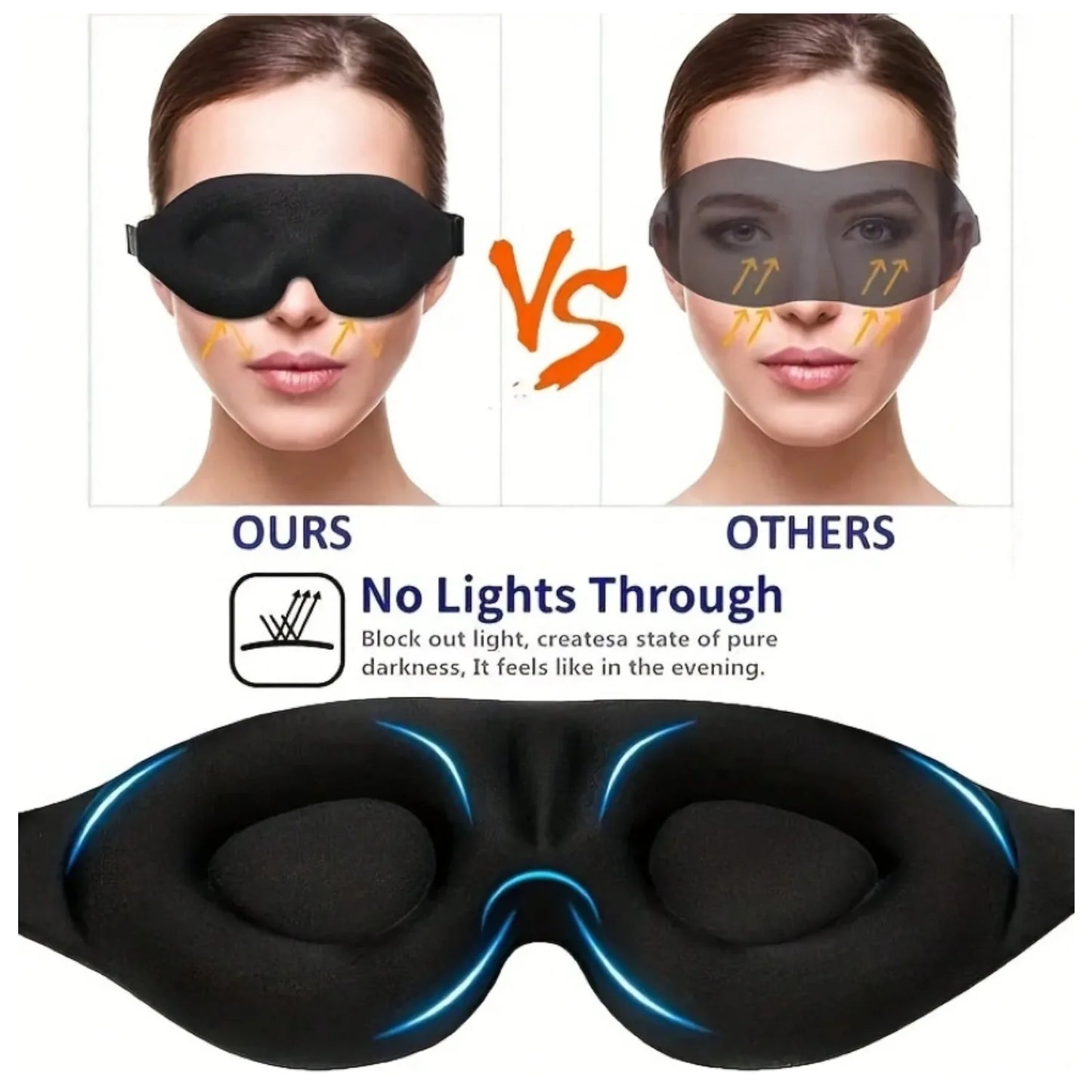 3D foam eye mask, unisex, simple light-blocking, with a nose pad, suitable for sleep, relieving eye fatigue.