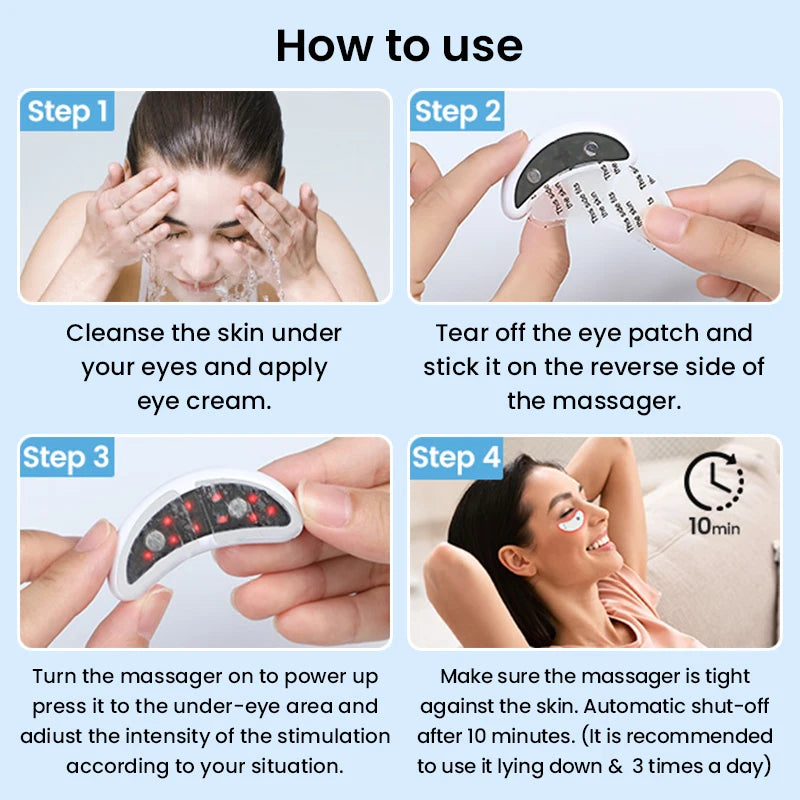 EMS Pulse Micro current, Relieve Fatigue, Reduce Dark Circles, Lines, Swelling, Anti-Wrinkle