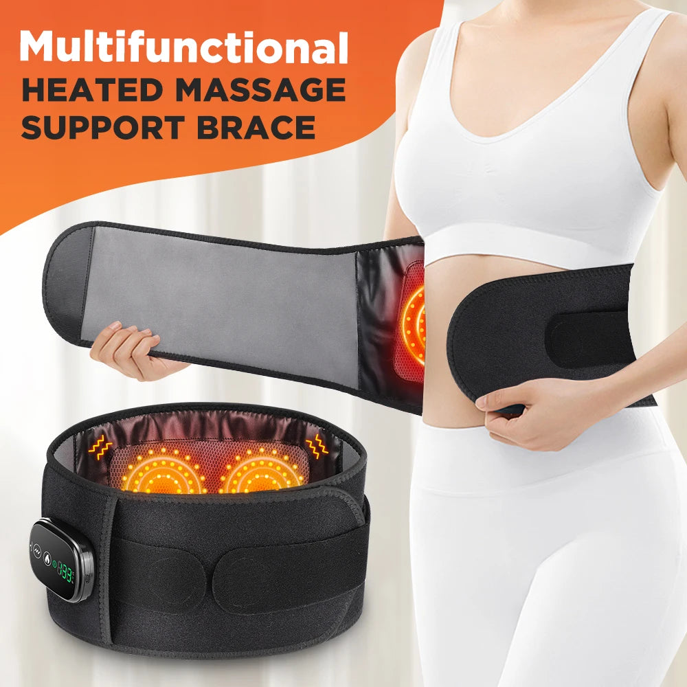 Heating Vibration Massager Belt, Red Light Hot Compress, Waist Support Brace with Massage,