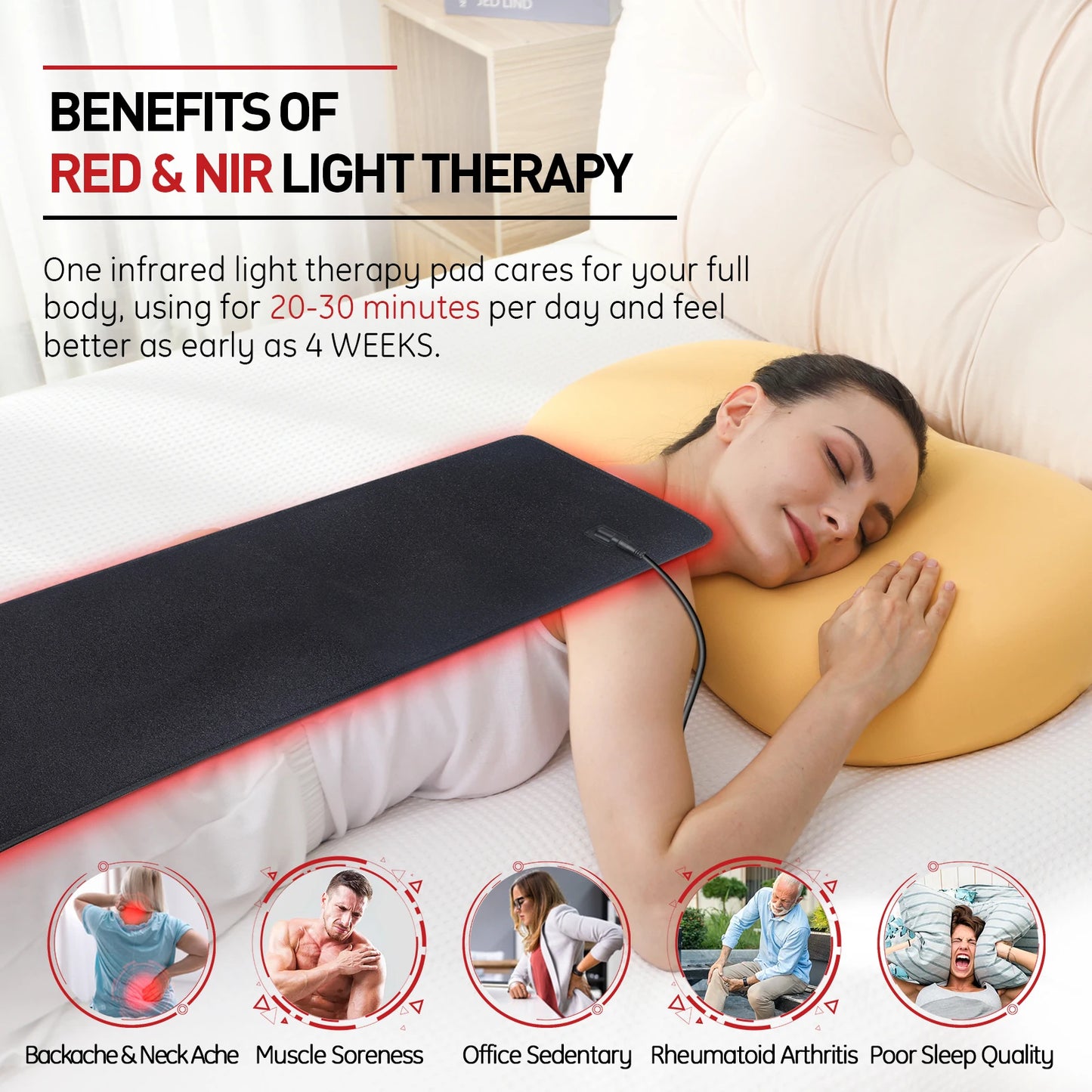 Updated, Red Light Therapy, Heating Pad for Body