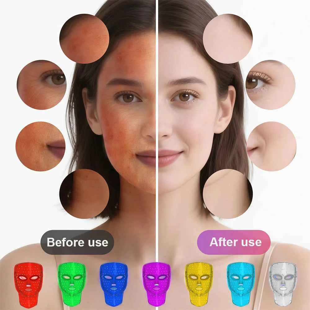 Wireless LED Face, & Neck Mask, Anti Aging Rejuvenation, Tighten Face, Neck Lifting, Whitening Beauty Device