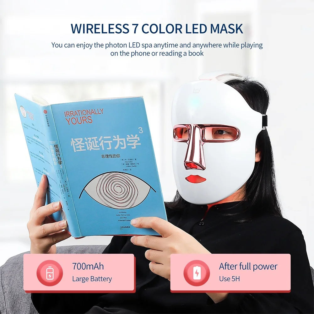 Face Beauty Mask 7 Colors , Light LED Mask , Photon Red Light, Facial Skin Care Repair, Skin Anti Aging, Wrinkle Skin Tightening