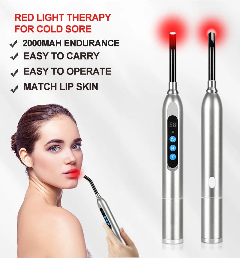 Therapy Cold Sore Wand, Device For Mouth Sores Treatment, LED Light Therapy Machine Skin Care