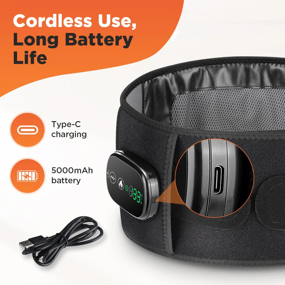 Heating Vibration Massager Belt, Red Light Hot Compress, Waist Support Brace with Massage,