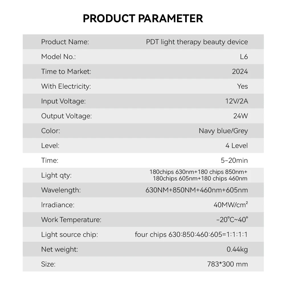 Face Red Light Therapy, Mask for Face Neck and Body "30.8 x 11.8" Large 720 Chips