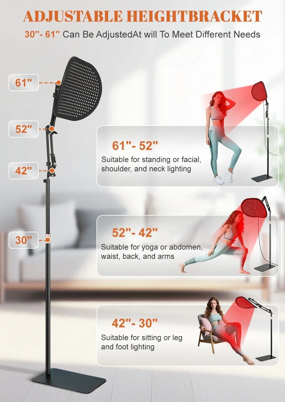 Red Light Therapy Bracket Light Mat 2-in-1 Relieve Muscle Pain For Full Body