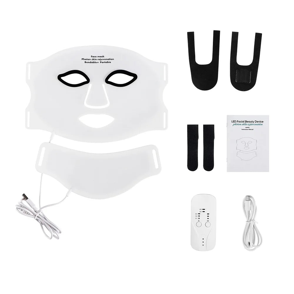 Mask Face With Neck, Red Light Infrared Therapy, Flexible Facial Mask Repair ,Skin Wireless Use