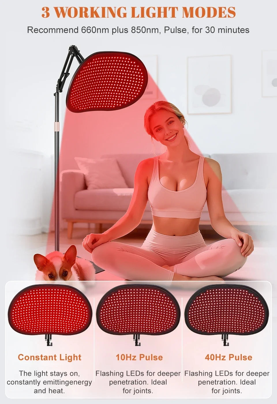Red Light Therapy Bracket Light Mat 2-in-1 Relieve Muscle Pain For Full Body