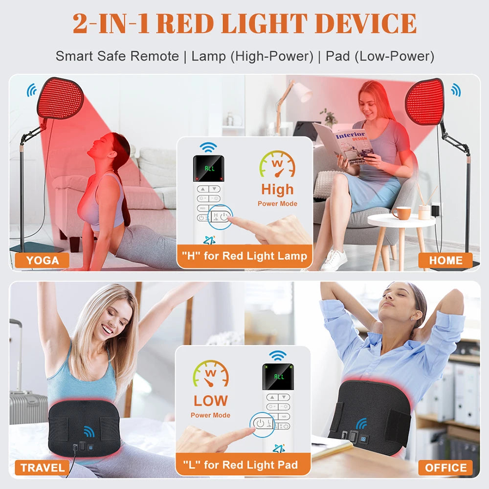 Red Light Therapy Bracket Light Mat 2-in-1 Relieve Muscle Pain For Full Body