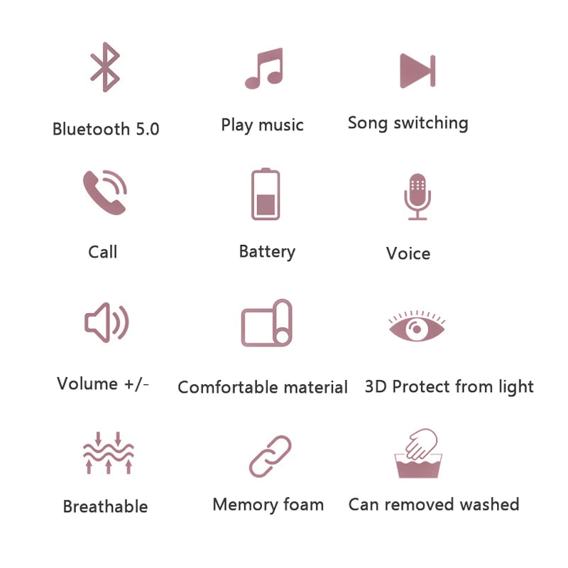 3D wireless music headphone, breathable, smart eye mask, Bluetooth headset with mic for IOS/MAC