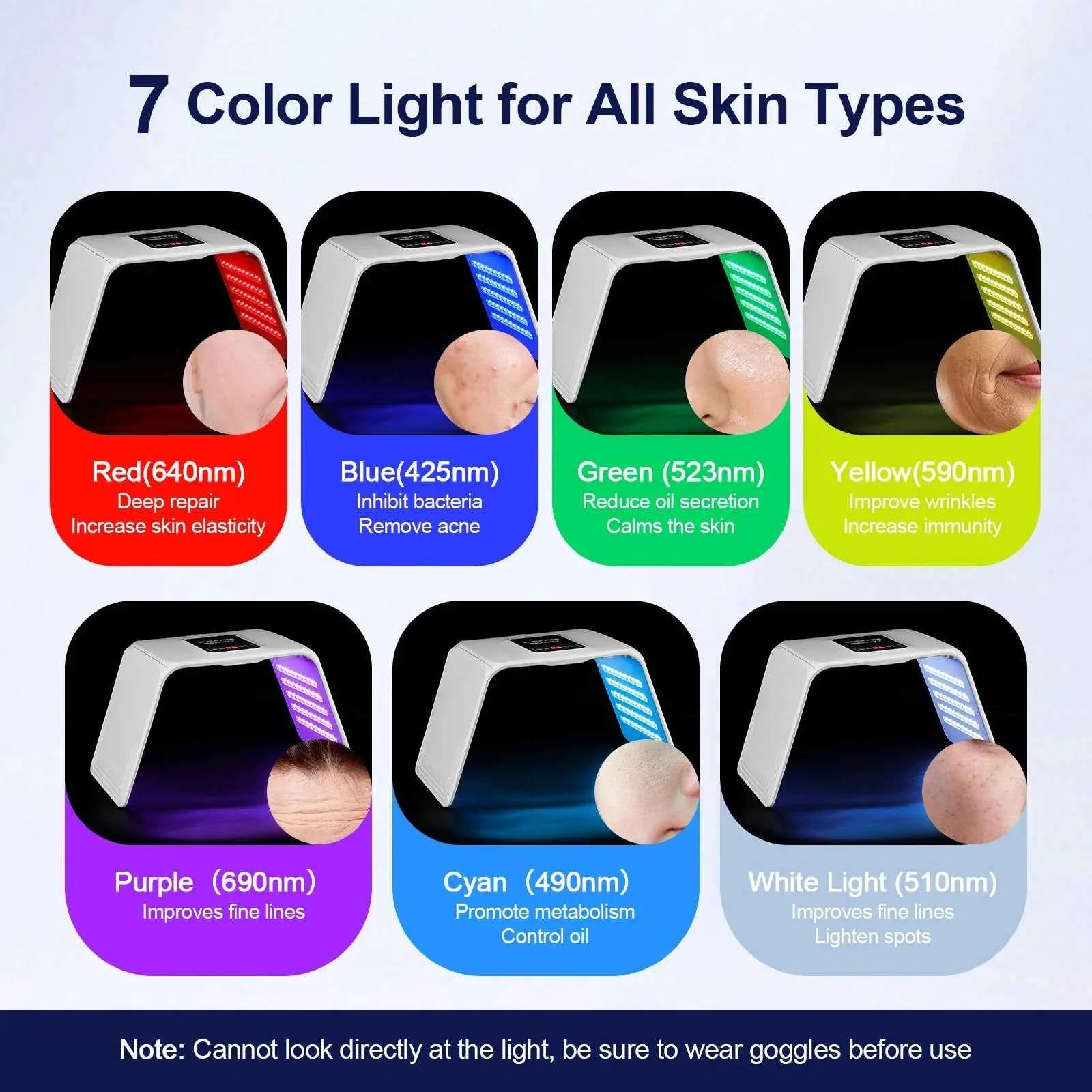 7 Colors LED Photon Machine, Foldable, Skin Rejuvenation Light Facial