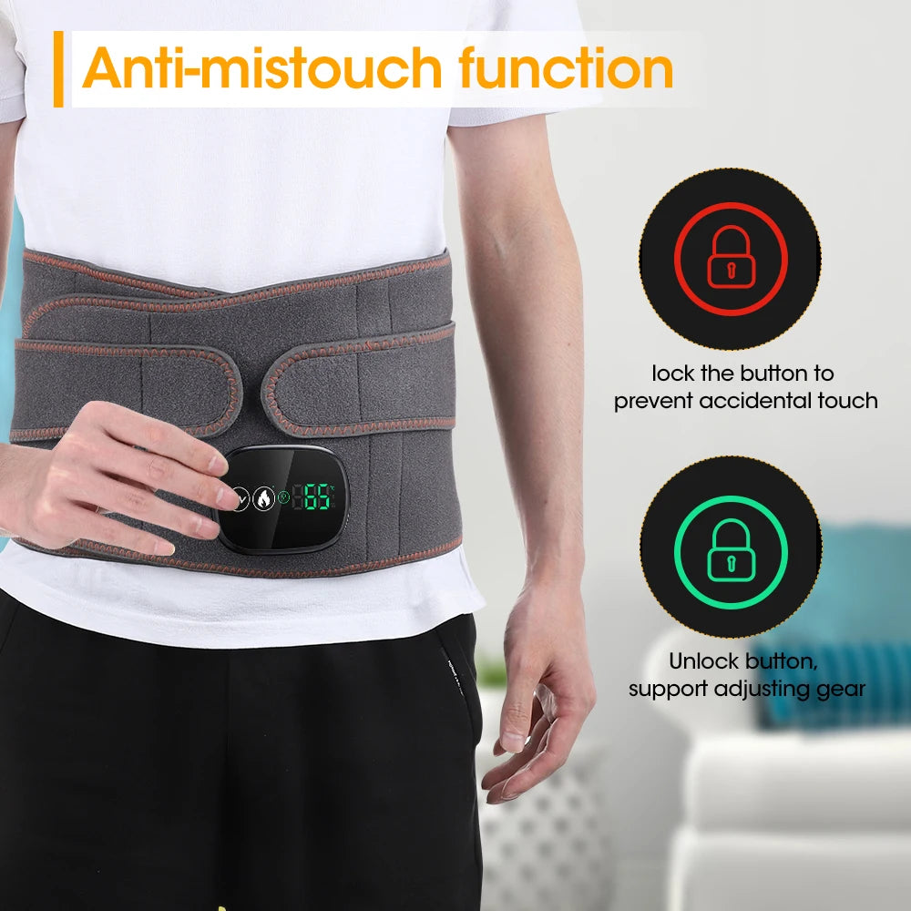 Heating Vibration Massager Belt, Red Light Hot Compress, Waist Support Brace with Massage,