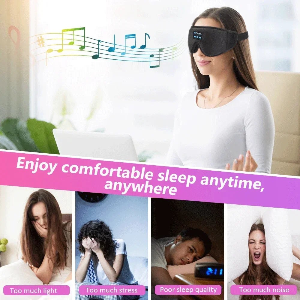 3D wireless music headphone, breathable, smart eye mask, Bluetooth headset with mic for IOS/MAC