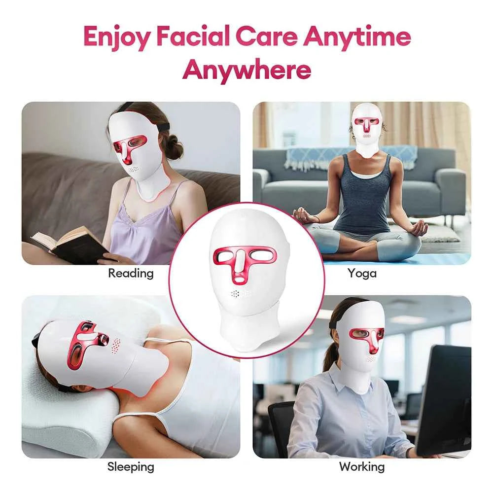 LED Face, and Neck Mask, Rechargeable, Anti-Wrinkle Skin Tightening, Whitening, Facial SPA Beauty Care Device