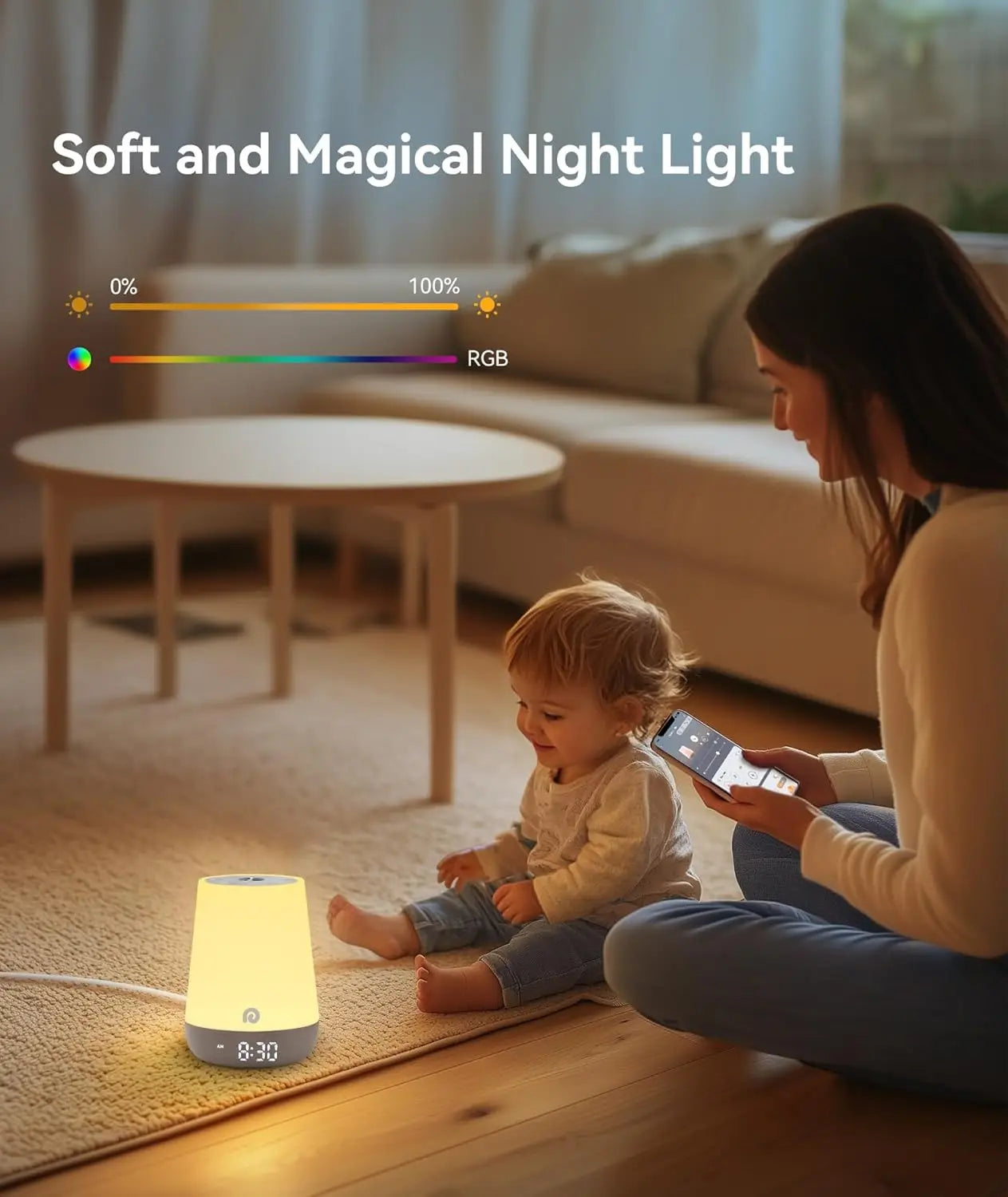 Sound Machine for Babies with Night Light, Alarm Clock, 34 Soothing Sounds, Sleep Trainer, App Control, White Noise