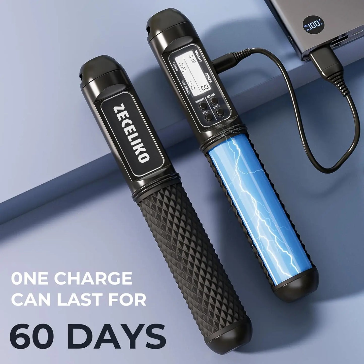 Smart Jump Rope with Counter, Adjustable Steel Wire for Home Gym & HIIT, Tracks Jumps, Calories & Time