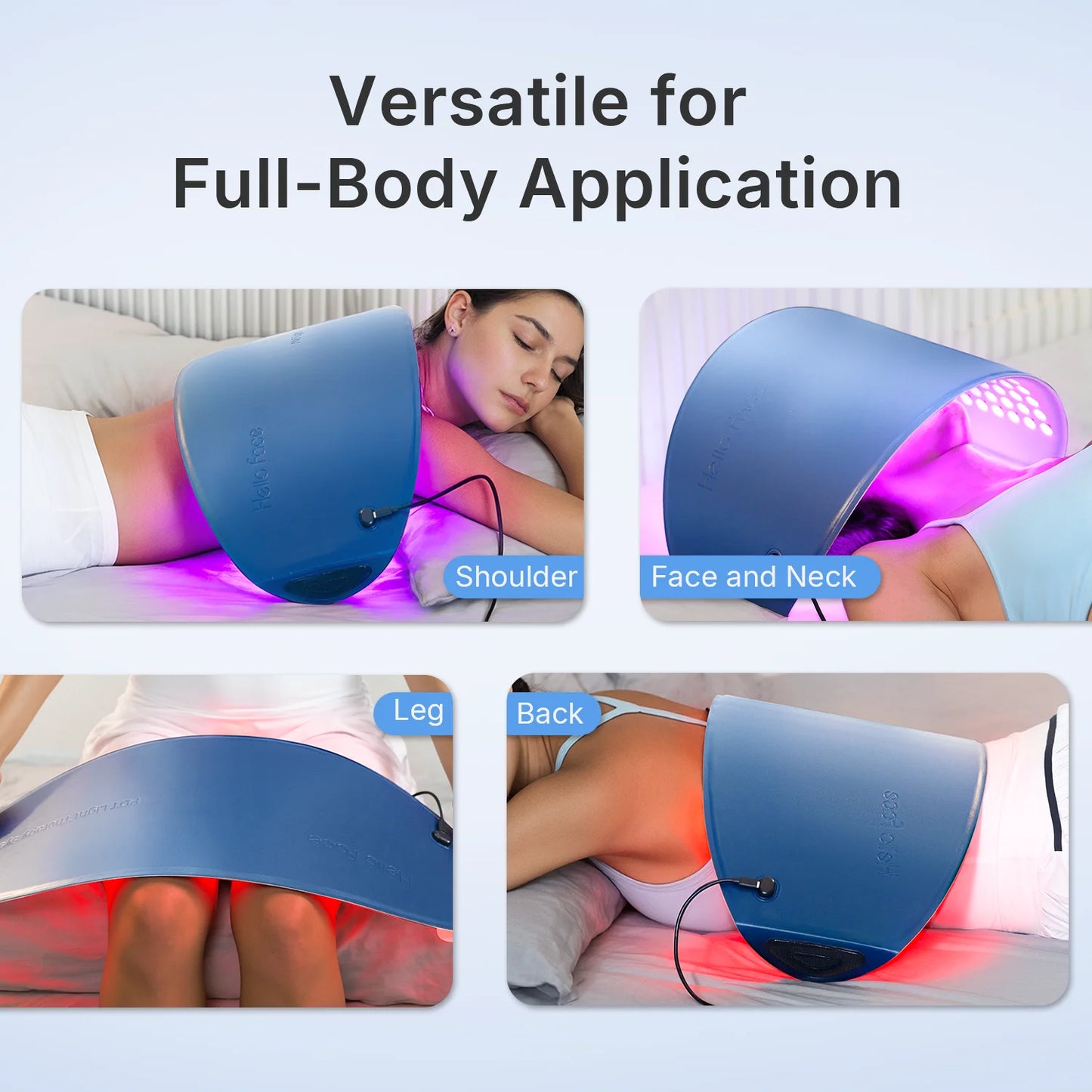Hello Face, back, shoulders, L6 LED Light Mask,  630nm Red Light & 850nm