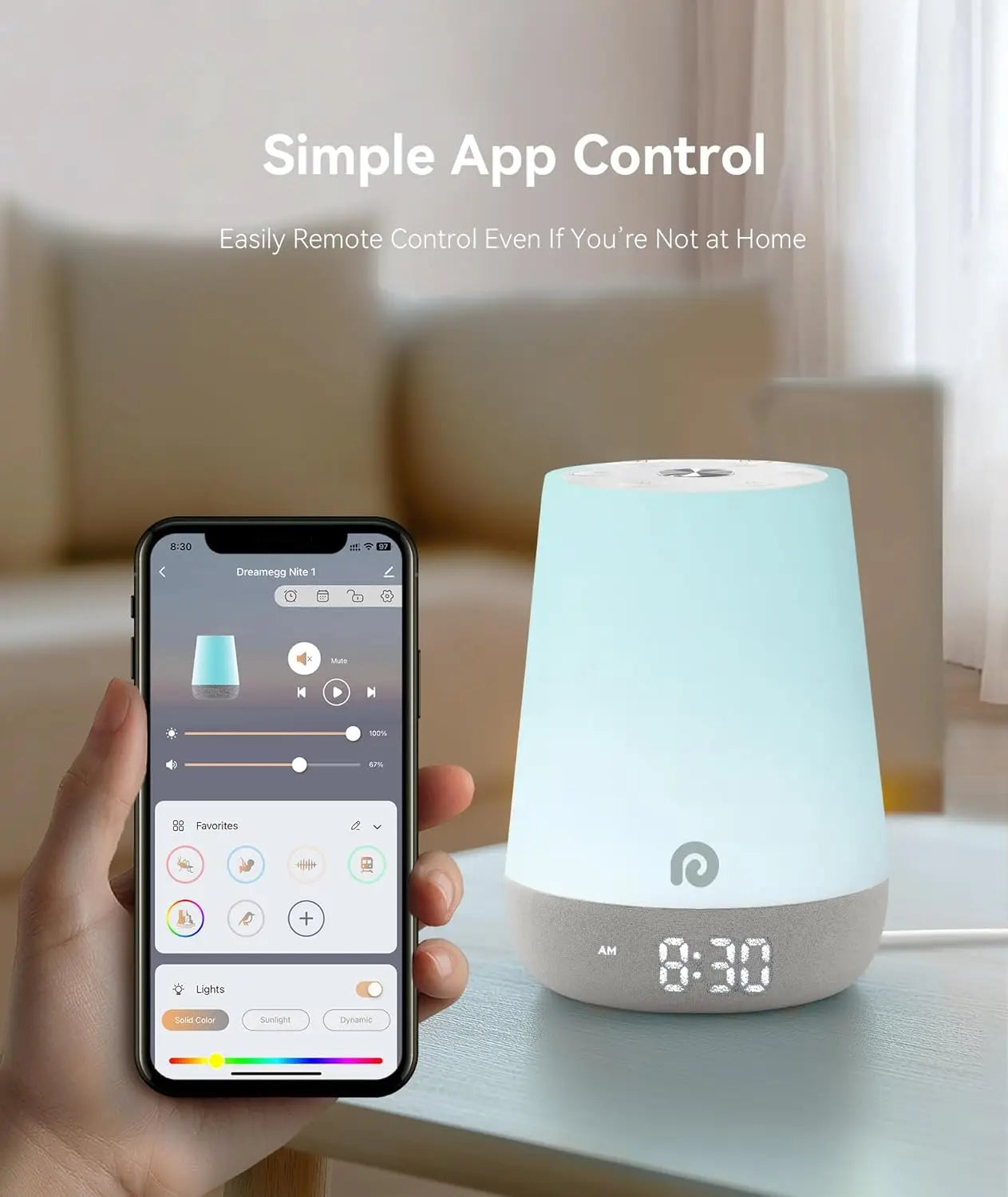 Sound Machine for Babies with Night Light, Alarm Clock, 34 Soothing Sounds, Sleep Trainer, App Control, White Noise