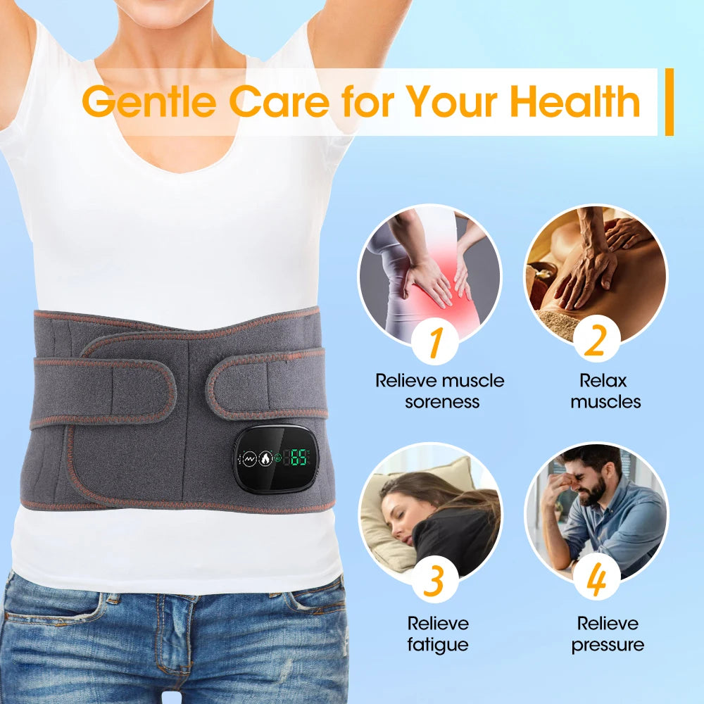 Heating Vibration Massager Belt, Red Light Hot Compress, Waist Support Brace with Massage,